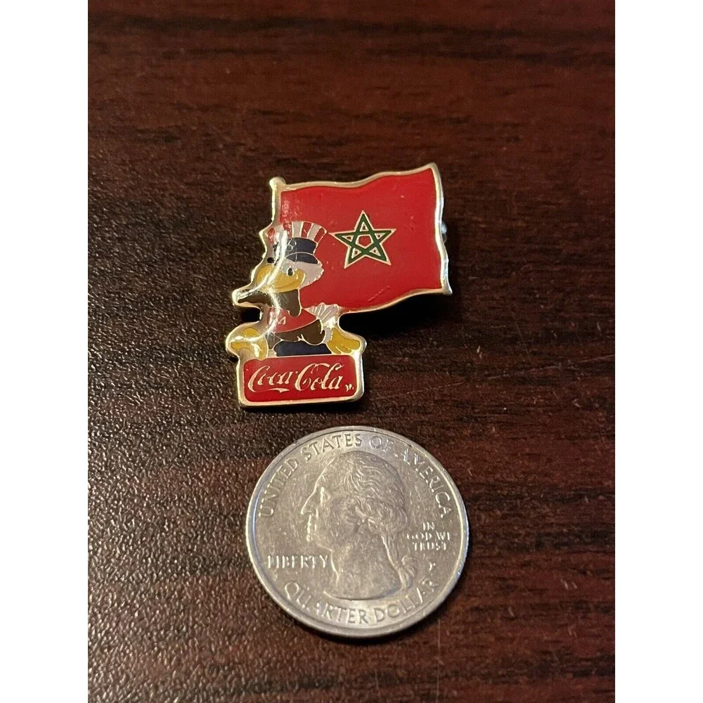 Vintage 1984 Los Angeles Olympics Coca Cola Sam Eagle‎ Morocco Flag Lapel Pin